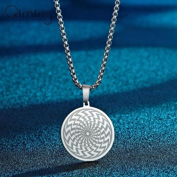 

pendant necklaces handmade round circle illusion necklace men women silver stainless steel jewelry friendship