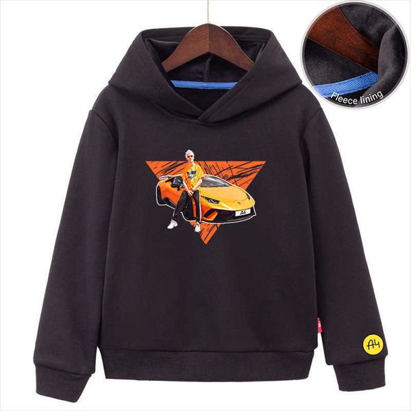 

2021 whinter merch a4 gelik lamba children hoodies thick warm boy girl hooded sweatshirts quality boy girl whinter clothing g0917, Black