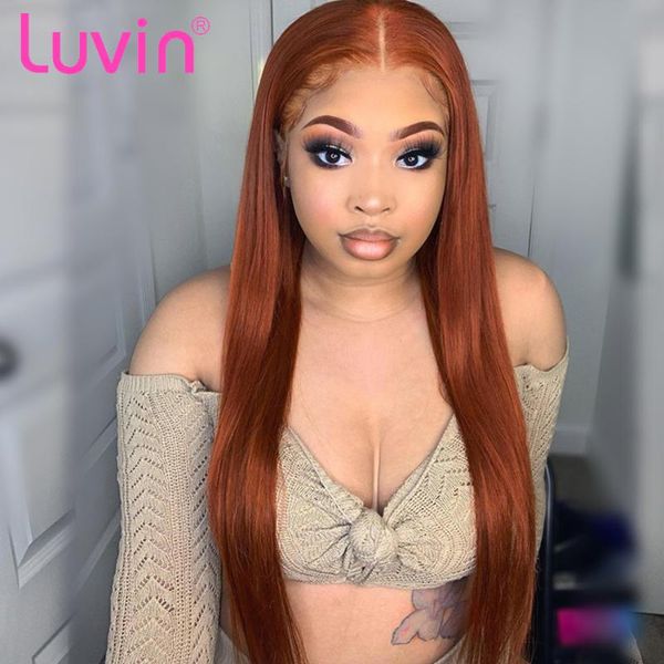 

lace wigs brazilian straight 13x4 frontal orange ginger color human hair pre-plucked bleached knots closure wig for women, Black;brown