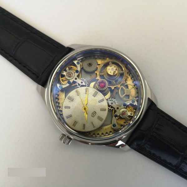

wristwatches fashion personality hollow quartz men's watch steam punk waterproof men watches classical business leather male clock, Slivery;brown