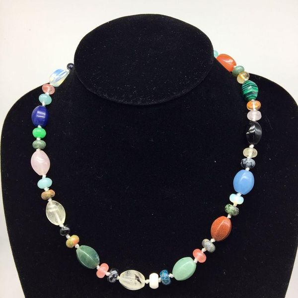 

arrival stone beads choker necklace woman style knotted party gift pink quartz howlite carnelian onyx chokers, Golden;silver