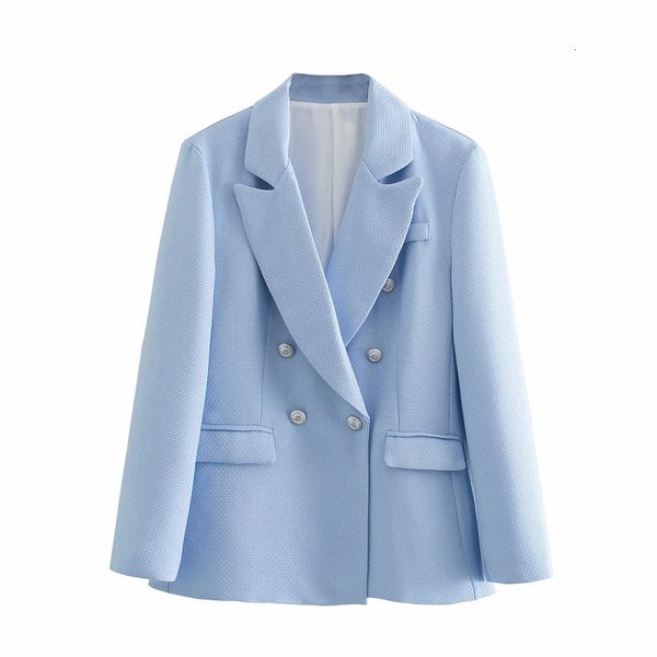 

women's suits & blazers casual women v neck double breasted jacket 2021 spring-autumn fashion ladies high street coat female textu, White;black