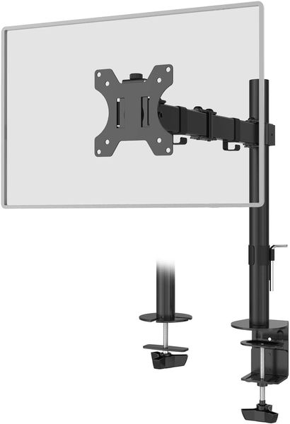 Único monitor LCD Totalmente ajustável Montagem de montagem de mesa se encaixa uma tela 13 a 32 polegadas, 17,6 lbs. Capacidade de peso por braço (M001lm), preto