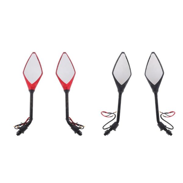 

motorcycle mirrors 4pcs universal 10mm rear view side led turn signal - red/black