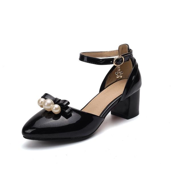 

spring and summer fashion pointed thick with heel wild pearl size code 33-43 sandals female 18518, Black