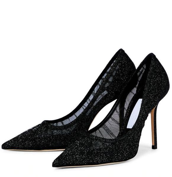 

elegant designer dreamy wedding shoes high heels just strass sandals dinner styling pointed toe and stiletto dress shoes party size 35- 43, Black