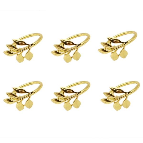 

napkin rings 6pcs/lot el ring holder fall leaves buckle christmas wedding party gold circle dinner table decor