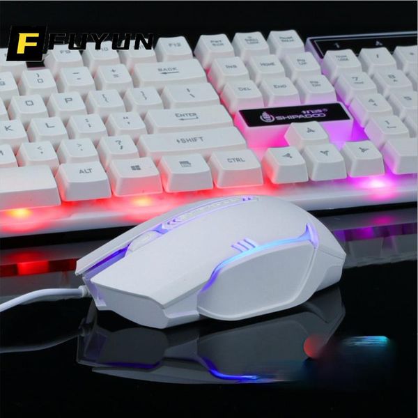 

keyboard mouse combos fuyun usb wired luminous keybord gamer kit waterproof multimedia gaming combo led backlit for pc n175