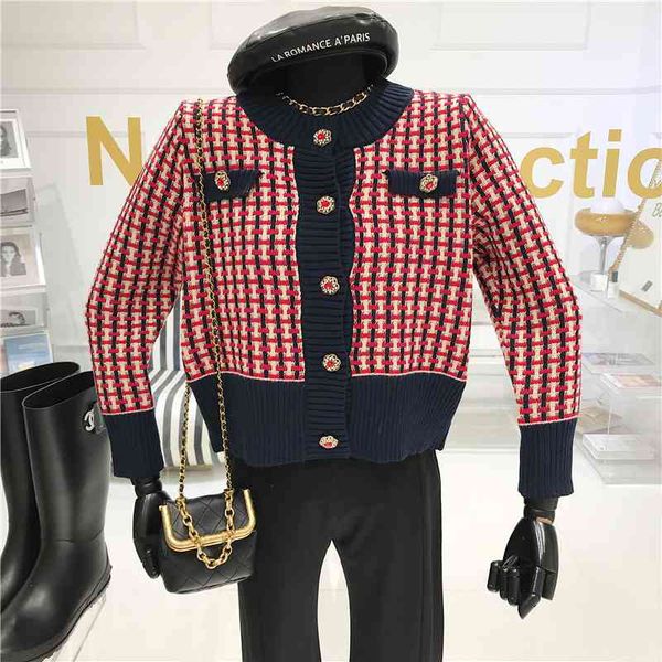 

spring 2021 niche design cardigan coat of mixed color for woman with a short, sweater, Tan;black