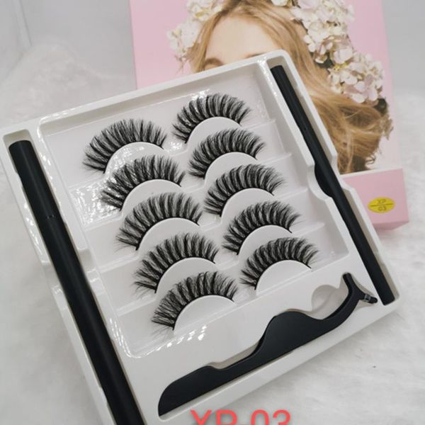 

false eyelashes 5pairs eyelashe 3d eyelash eyeliner & tweezer waterproof liquid long lasting extension makeup tools