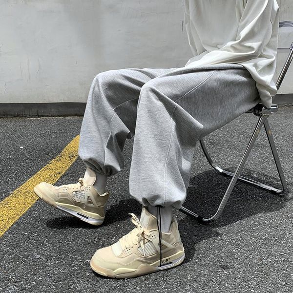 

men's pants basic drawstring sweatpants for joggers fashion trends casual clothing mens solid color streetwear teen harem, Black