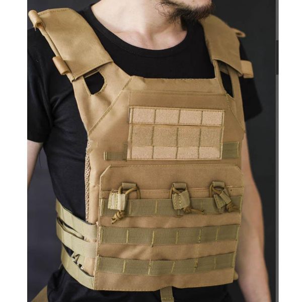 

tactical body armor jpc molle plate carrier vest gun mag chest rig wargame paintball protective waistcoat hunting jackets, Camo;black