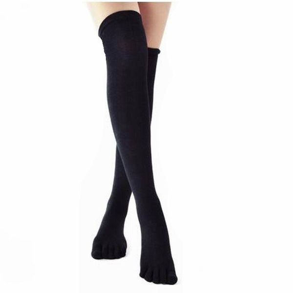 

men's socks five finger knee women cotton thigh high over the stockings for ladies girls warm long stocking medias, Black