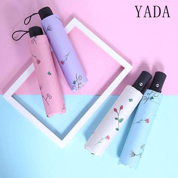 

umbrellas yada design flower rattan automatic rainy floral folding umbrella for women girl anti-uv rainproof sun yd148
