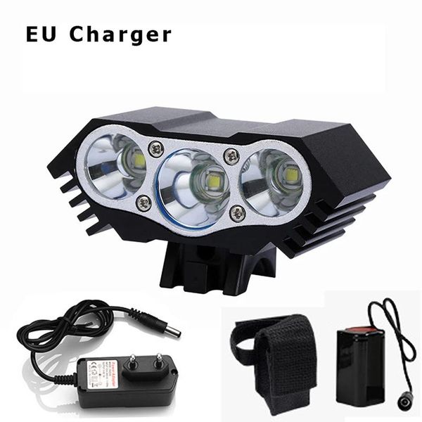 

super bright bicycle front light 3xt6 led outdoor mtb road bike headlight waterproof safe cycling lamp with battery pack lights