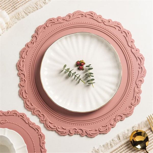 

mats & pads 23cm 35cm silicone flower placemat tableware oil resistant heat insulation non-slip tablemat kitchen washable cup pad