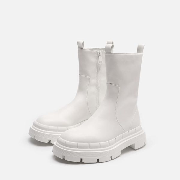 

boots autumn women fashion white ankle platform high heels booties zipper winter ladies riding shoes, Black