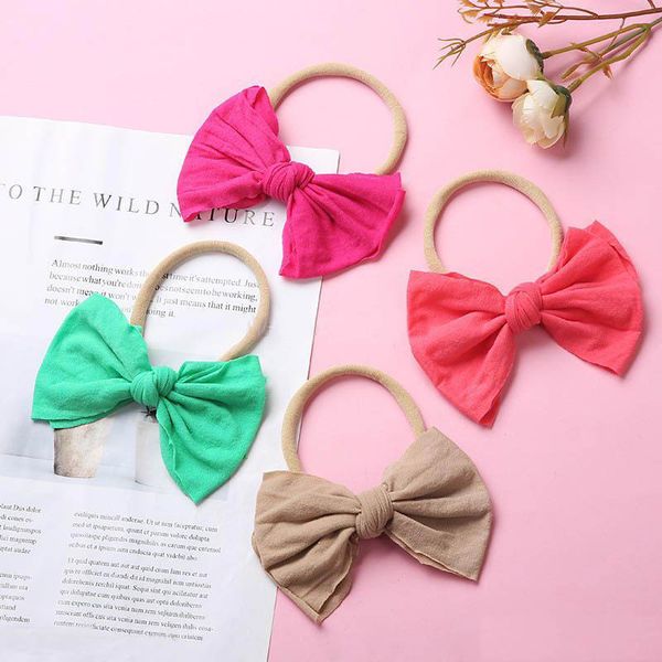 

baby hair accessories headbands childrens nylon bows bowknot soft double-deck kids head bands infant accessory, Slivery;white