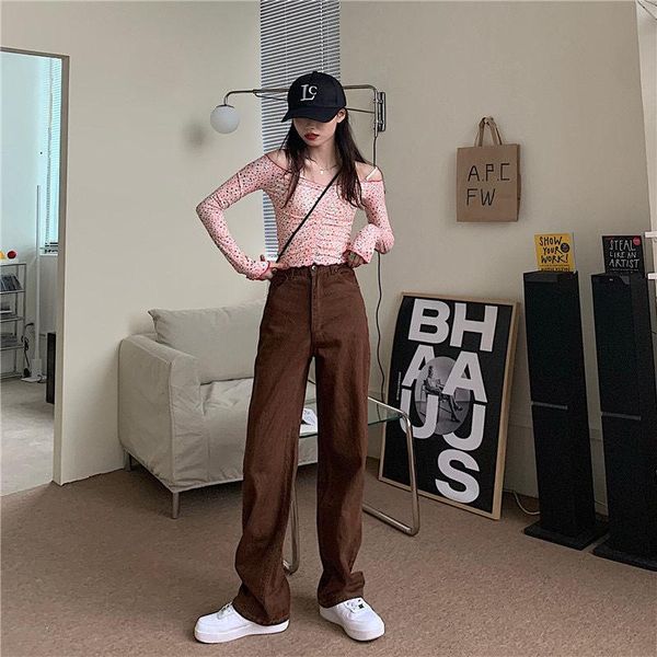 

women's jeans women vintage high waist loose straight leg fashion y2k casual streetwear female pants baggy trouser, Blue