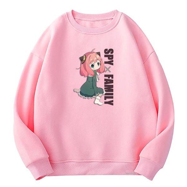 

women's hoodies & sweatshirts manga x family hoodie oversized o-neck loose fleece vintage pullover cartoon anya winter women, Black