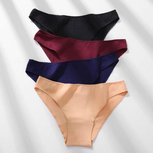 

women's panties 1pcs cotton underwear women -2xl comfortable ladies plus size underpants solid color briefs female lingerie, Black;pink