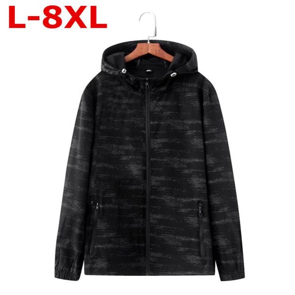 

men's jackets large size 8xl 7xl thin 2021 spring coats casual hooded mens windbreaker windproof waterproof brand male, Black;brown