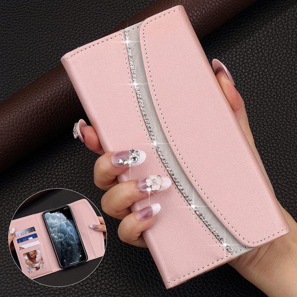 Flip Wallet Case für IPhone 11 Bling Glitzer Handytasche Cover für 12 Pro Max 7 Plus 8 6S 6 5 SE2 Mini