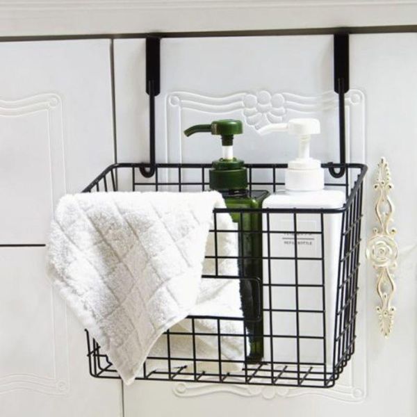 

storage baskets durable iron basket bathroom cabinet door hanging holder organizer dormitory kitchen shelves