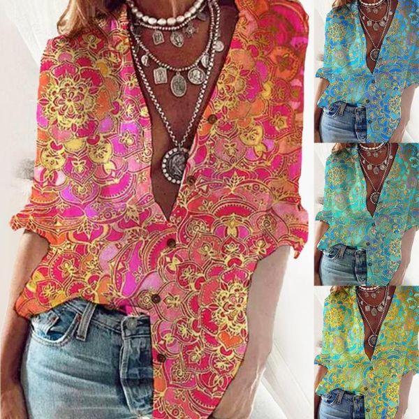 

women's t-shirt women shirt floral print half sleeve vintage casual loose office femme plus size 3xl blusa 1nml, White