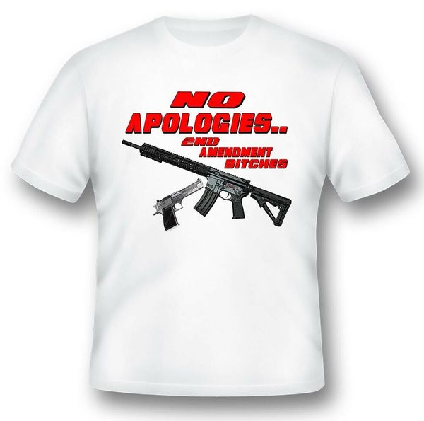 

no apologies 2nd amendment bitches ar15 gun black or white tee shirt, White;black