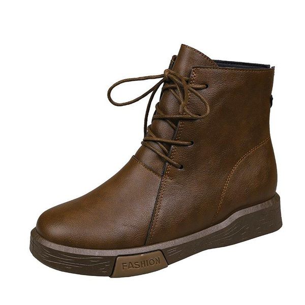 

boots winter female handmade british high-leather shoes short cashmere lining ankle woman, Black