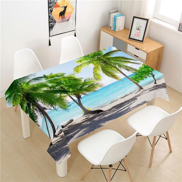 

table cloth coconut tree tablecloth polyester el picnic rectangular covers home dining tea decoration