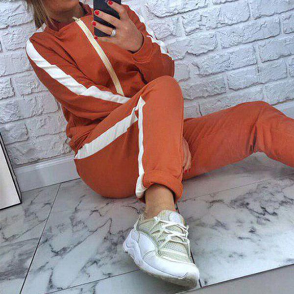

autumn hoody pants two set women tracksuit sweatshirt sweatpants 2 piece sets female 20020 fashion safari style suit ladies 210524, White