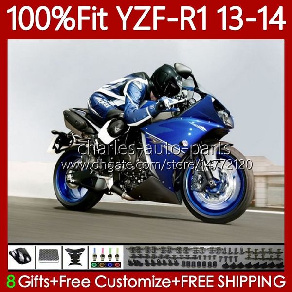 100% Fit OEM Fairings para Yamaha YZF-R1 YZF R1 1000 CC YZFR1 13 14 Moto Bodywork 94No.55 YZF R1 1000CC YZF1000 2013 2014 YZF-1000 2013-2014 Molde de Injeção Body Blue