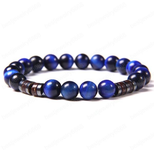 Lava Stone Brackx nero Onyx Bracciale di perline Ematite Chip in legno distanziatore Lapis Lazuli Tiger Eye Braccialetti per uomini Giochi di gioielli creativi