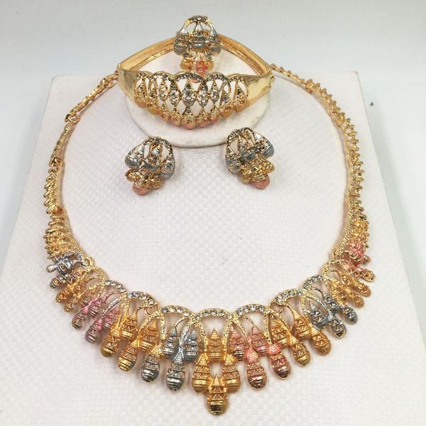 

earrings & necklace fashion jewelry set nigeria dubai gold-color african bead wedding beads sets, Silver