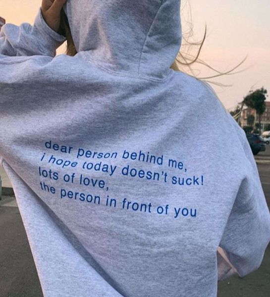 

women hoodie dear person behind me hooded sweatshirts funny lots of love aesthetic clothes pullover loose winter s, Black