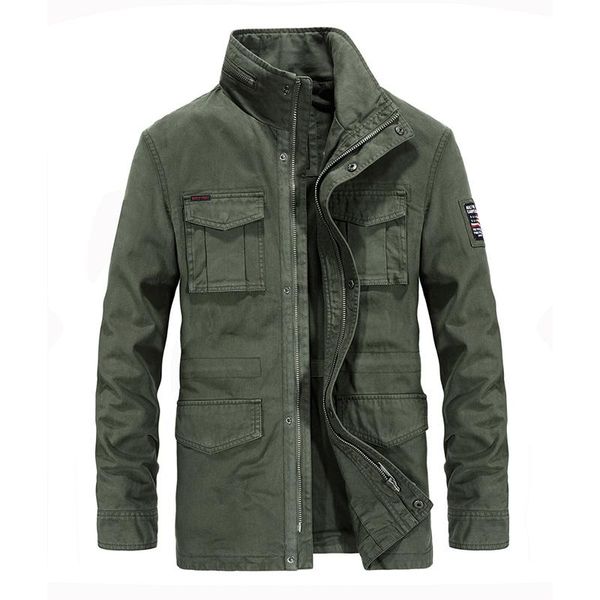 

men's jackets brand autumn jacket men military coats windbreaker stand collar multi-pockets zipper cotton chaquetas hombre m-3xl, Black;brown