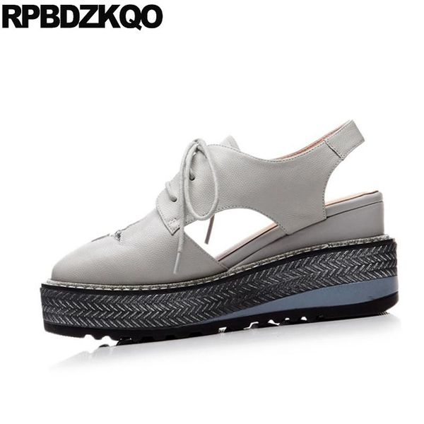 

shoes flatform closed toe plus size lace up big pumps platform designer sandals women luxury 2021 genuine leather, Black