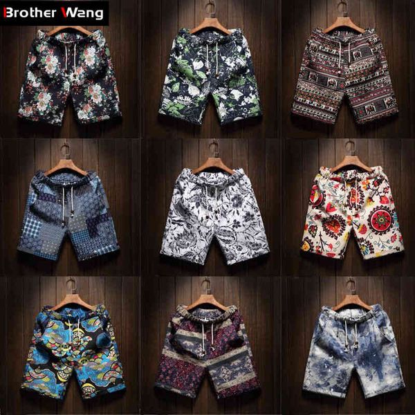 

men's shorts 's beach new fashion linen leisure loose straight comfortable bermuda summer brand large size m -5xl cbjn, White;black