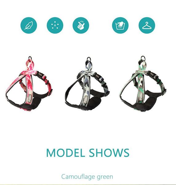 

dog collars & leashes nylon heavy duty pet harness collar adjustable camouflage large medium small harnesses vest husky dogs accessories
