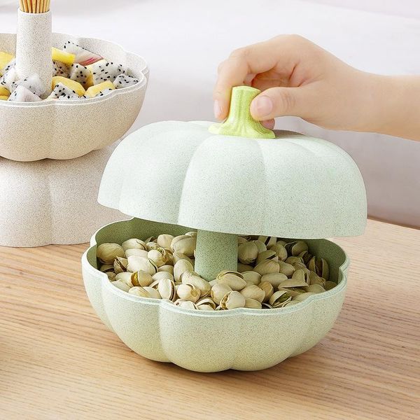 

kitchen storage & organization 1pc double-layer pumpkin candy organizer boxes creative tray fashion fruit plate double box