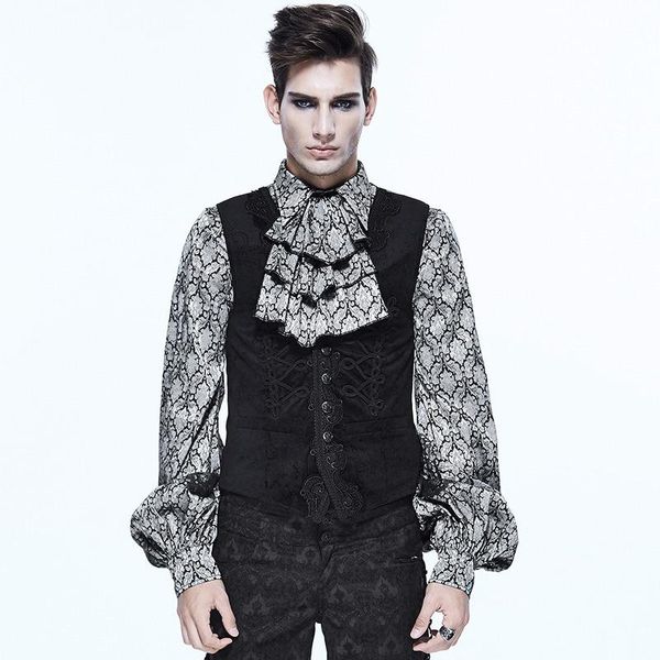 

men's vests devil fashion gothic black sleeveless fancy embroidered waistcoats steampunk autumn v collar party prom handsome vest, Black;white