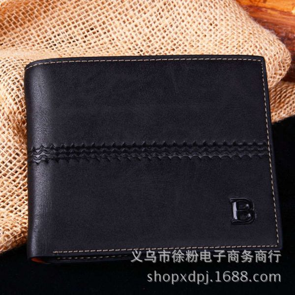 

the wallet men's pu leather short wallet bag bogesi, Black