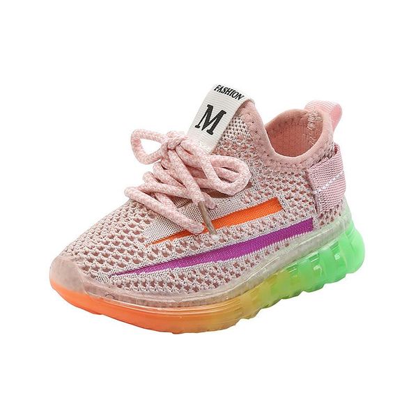 

kids sneakers children baby girls boys letter mesh led luminous socks sport run shoes sapato infantil light up athletic & outdoor, Black