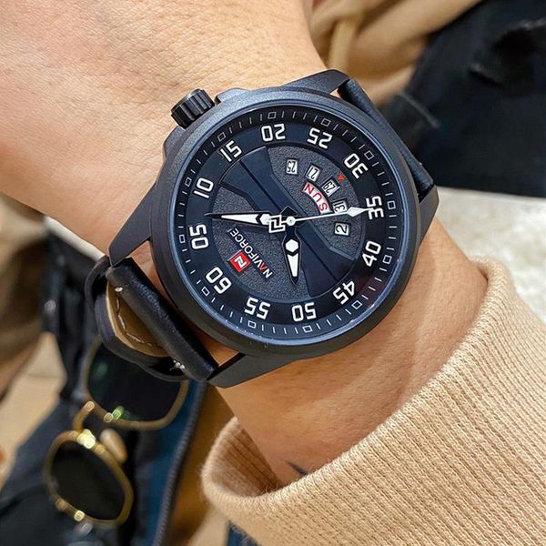 

wristwatches 2021 naviforce brand men sports watches men's quartz date clock male leather military waterproof wrist watch relogio mascu, Slivery;brown
