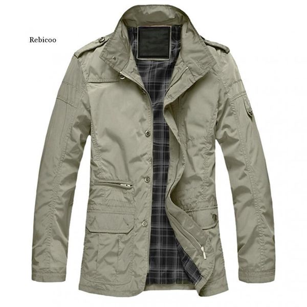 

men's jackets autumn and winter long windbreaker thin parka coat solid color jacket casual loose, Black;brown