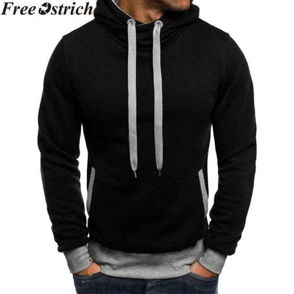 

men's hoodies & sweatshirts men casual loose long sleeve pullover plus size solid color fashion pockets simple sports sweatshirt, Black