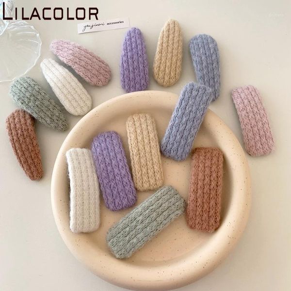 

pair sweet wool bb clip autumn winter knitting hairpin girl banghai side1