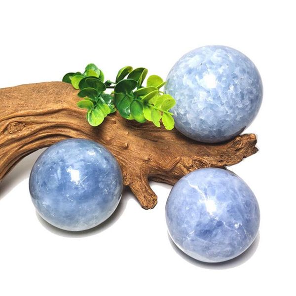 

natural blue celestite ball healing ore stone crystal sphere for home decor decorative objects & figurines
